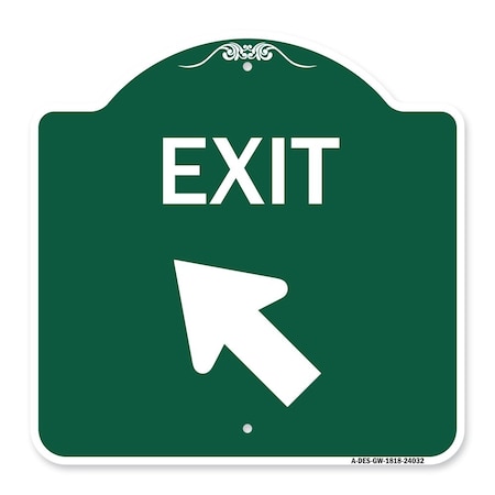 Signmission Designer Series Exit Exit W/ Left Arrow, Green & White Aluminum Sign, 18" H, 18" L, GW-1818-24032 A-DES-GW-1818-24032
